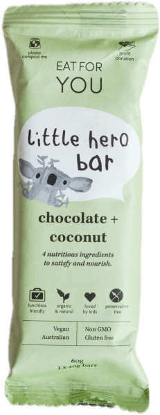 Eat For You Little Hero Chocolate + Coconut Bars G/F 12x60g