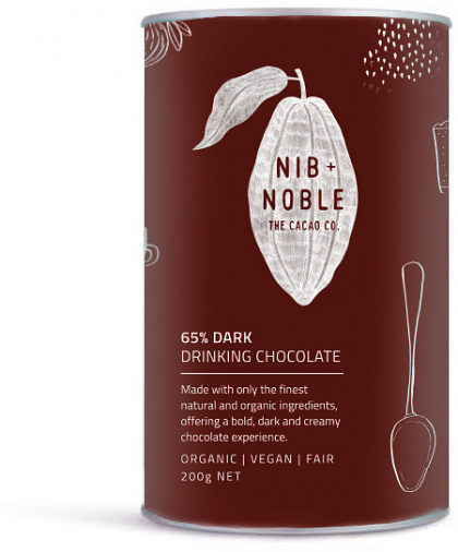 Nib & Noble Organic 65% Cacao Drinking Chocolate Dark G/F 200g